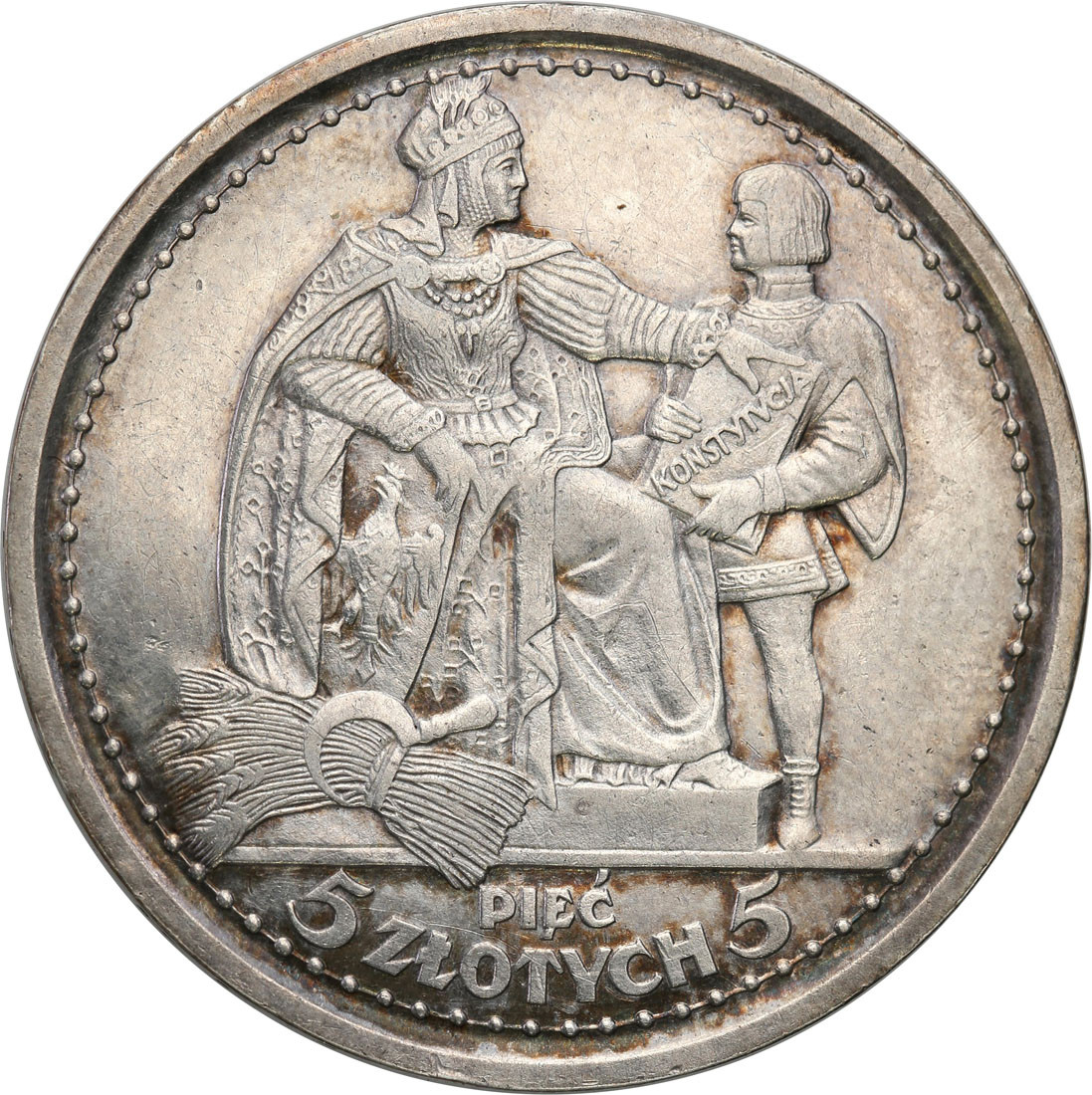 PRÓBA srebro 5 złotych 1925 Konstytucja 81 perełek
